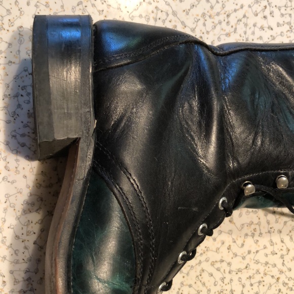 Vintage black and emerald green leather boots. Size 6.5. - Picture 6 of 9